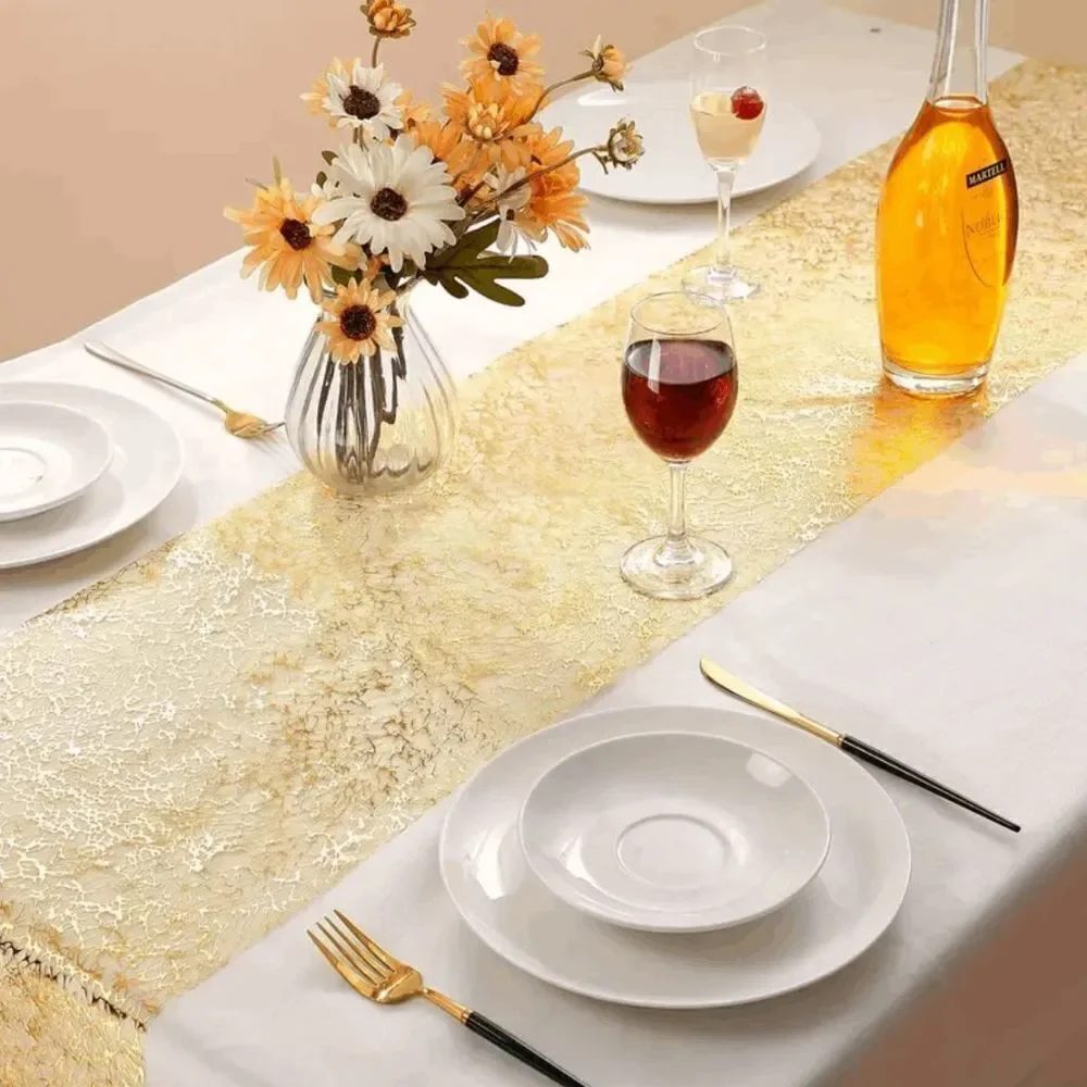 Brand New Gold Foil Mesh Organza Table Runner - 108